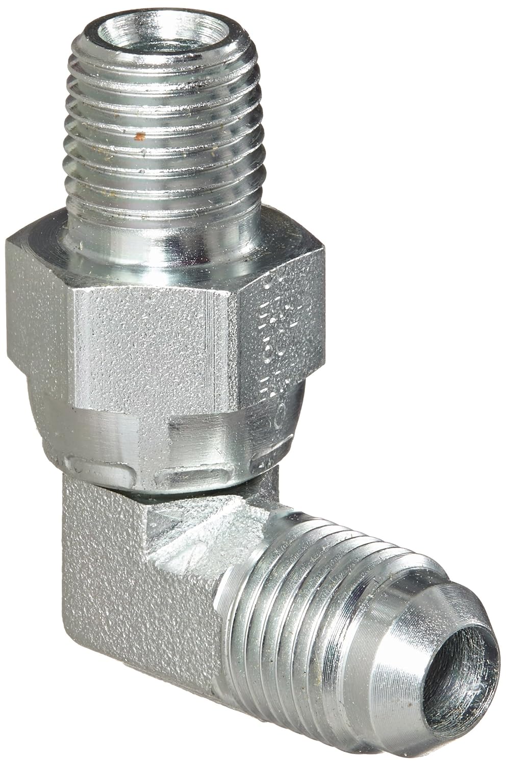 Eaton Aeroquip 2249-4-6S 90 Degree Male Pipe Swivel to Male Pipe Swivel, JIC 37 Degree & NPT End Types, Carbon Steel, 1/4 NPT(m) x 3/8 JIC(m) End Size, 3/8" Tube OD, 1/4" Male Pipe Size