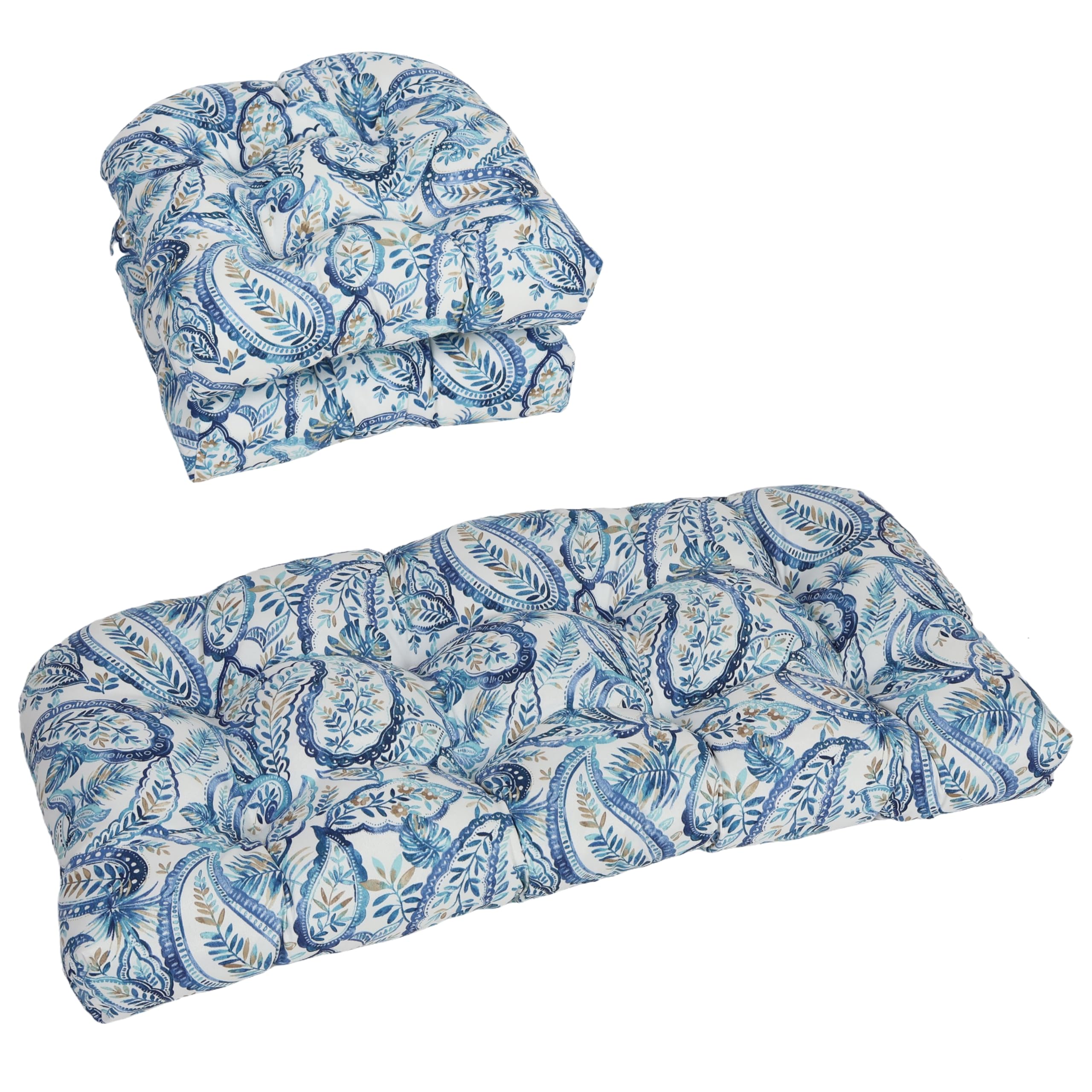blazing needles outdoor rounded back settee cushion set, faylynn lapis 3 count