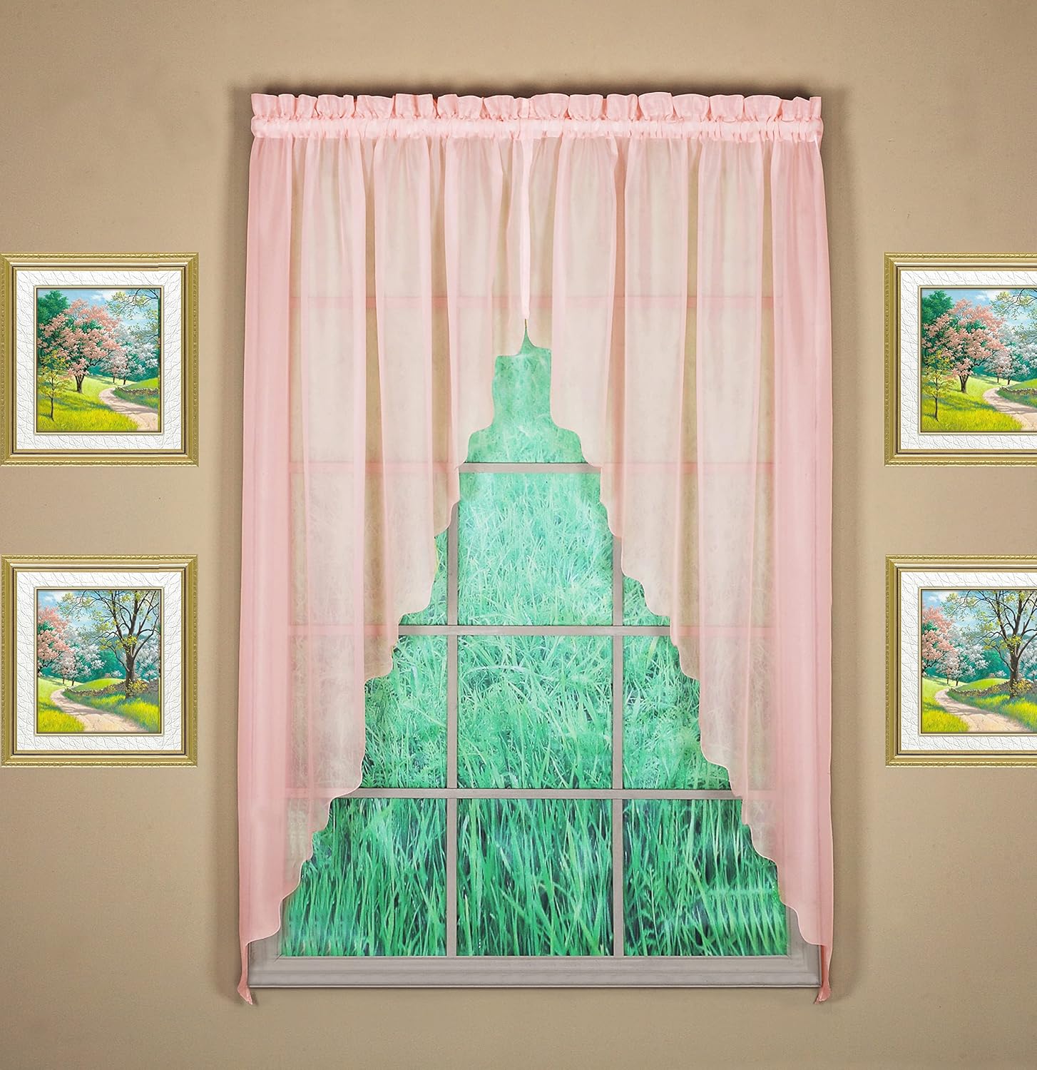 Emelia Original Voile Curtain Pair, 63" x 90" (Rose) by Today's Curtain
