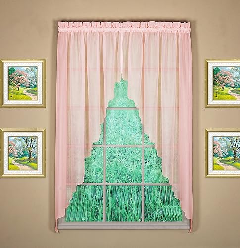 Today's Curtain Emelia Original Voile Swagger Par de 63 pulgadas, Rosa, 90 pulgadas de ancho x 63 pulgadas de largo
