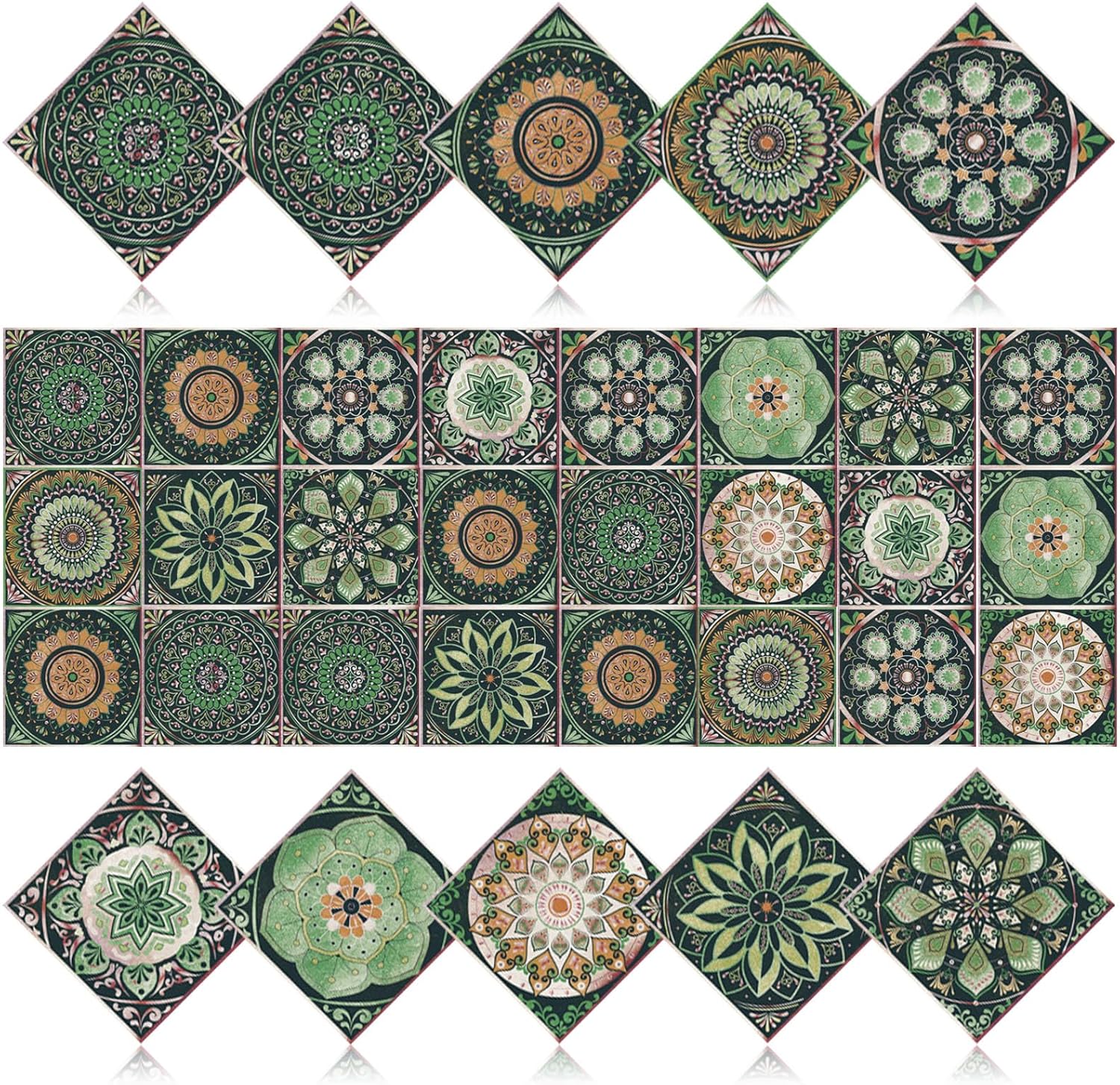 PVC Peel and Stick Tile Stickers 24Pcs Waterproof Removable Backsplash Wall Decals Self-Adhesive Subway Stickers for Kitchen Bathroom RV Instant DIY Upgrade Sticker (Style D, 7.87 x 7.87 Inch)