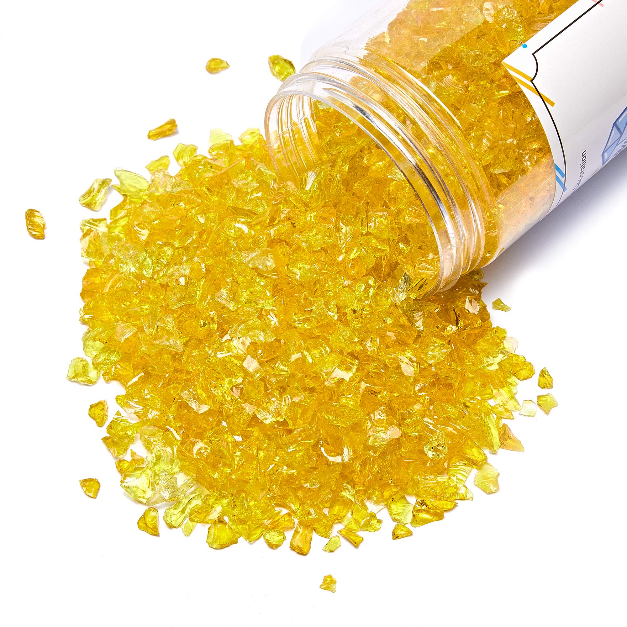 TWINKLING Glow In The Dark Crushed Glass - 200g Yellow Green, 3-5mm Chips For Resin Art & Crafts