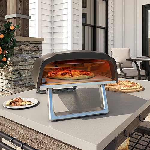Miniatura 6 de Commercial Chef Horno de pizza de gas para exteriores, portátil, para hacer pizza de propano con puerta, pelar, piedra, cortador y cubierta,
