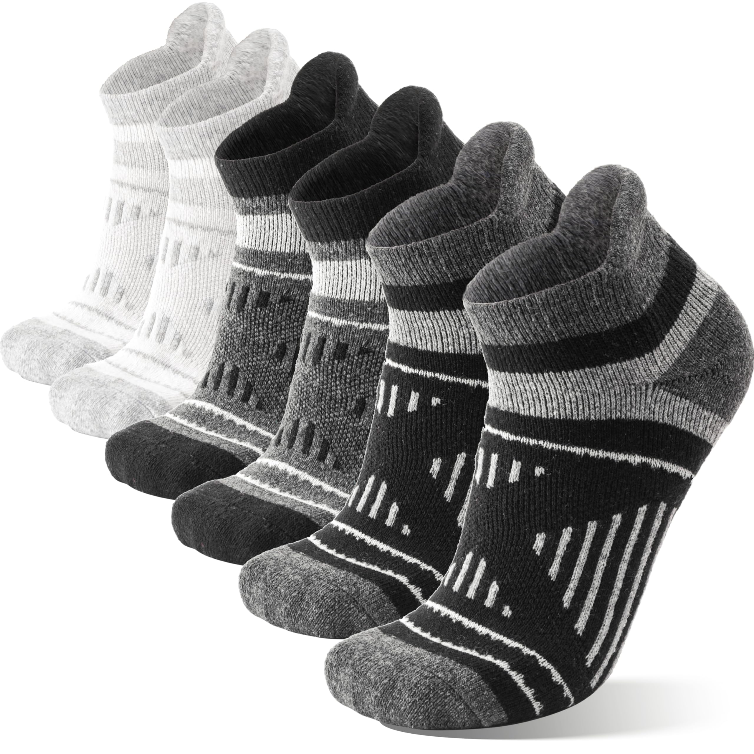 EBMORE6 Pairs Merino Wool Ankle Hiking Running Socks Compression Support Thick Cushion No Show Socks for Men Women