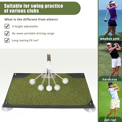 Miniatura 5 de Entrenador de swing de golf - Equipo de entrenamiento de golf con 5 ajustes de altura - Simulador de práctica de hierro y club en casa e interior -