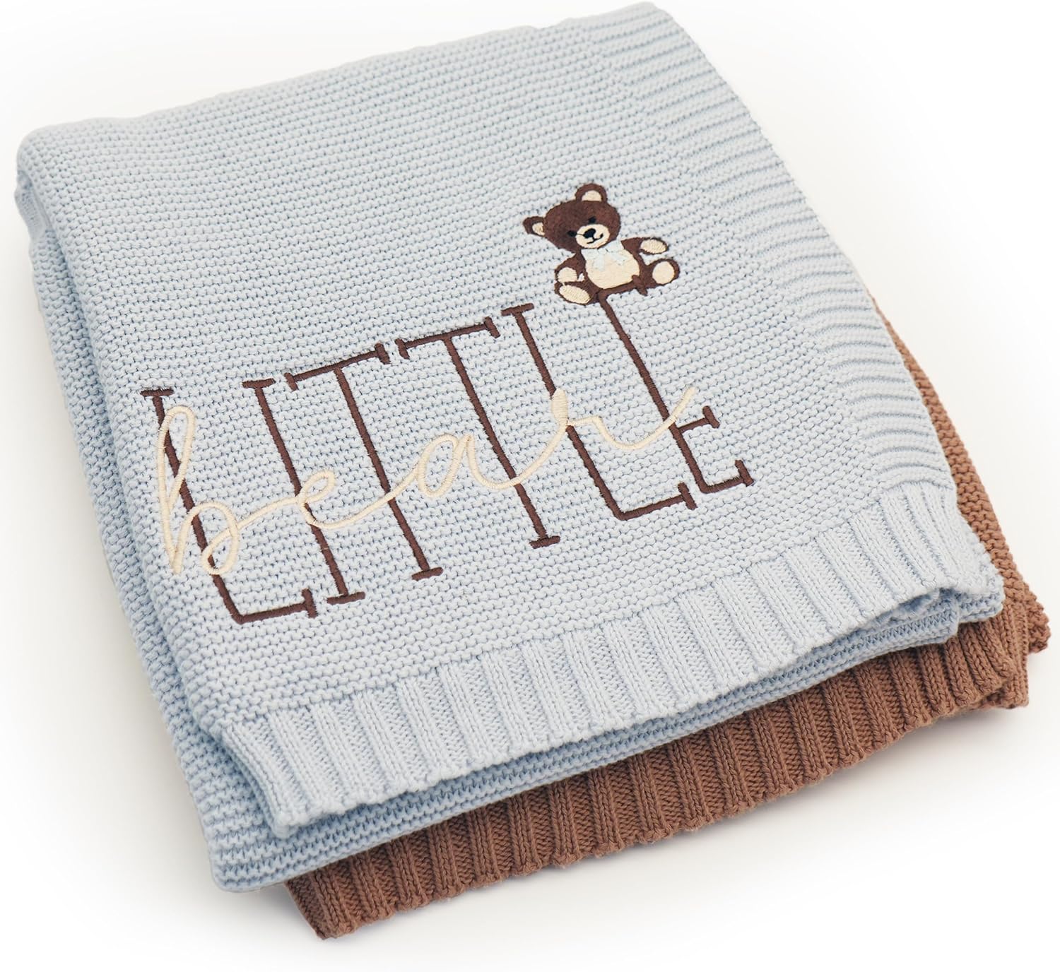 100% Organic Cotton Personalized Baby Blanket | Embroidered Custom Name, Knitted Baby Blanket for Girl and Boys Customized