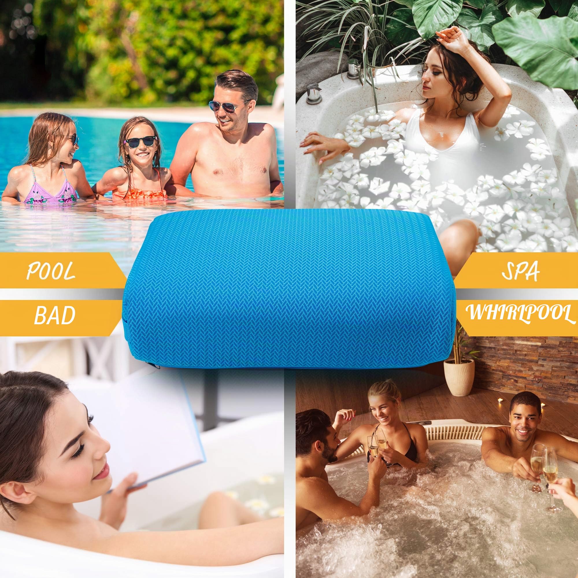 Star Splash Whirlpool Sitzkissen 38cmx30cmx12cm – Sitz Whirlpool mit Rutschfestem Micro Dot Boden und 6 Sektionen mit Gewichten - Schnell Trocknendes Badewannenkissen für Drinnen oder Draußen
