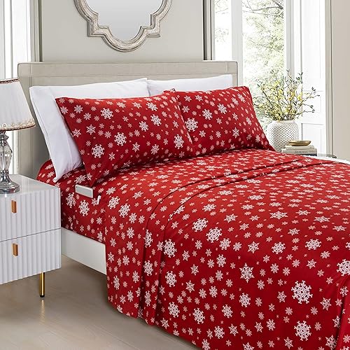 Elegant Comfort Sábanas suaves de lujo con patrón navideño 1500 microfibra de calidad hotelera, suave, resistente a las arrugas y a la decoloración