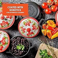 Vista 4 de IMUSA 0.5qt Carmen de Viboral Cast Aluminum Nonstick Caldero 8pc Set with Floral Ceramic Lids (Drop Ship), Black - 14cm