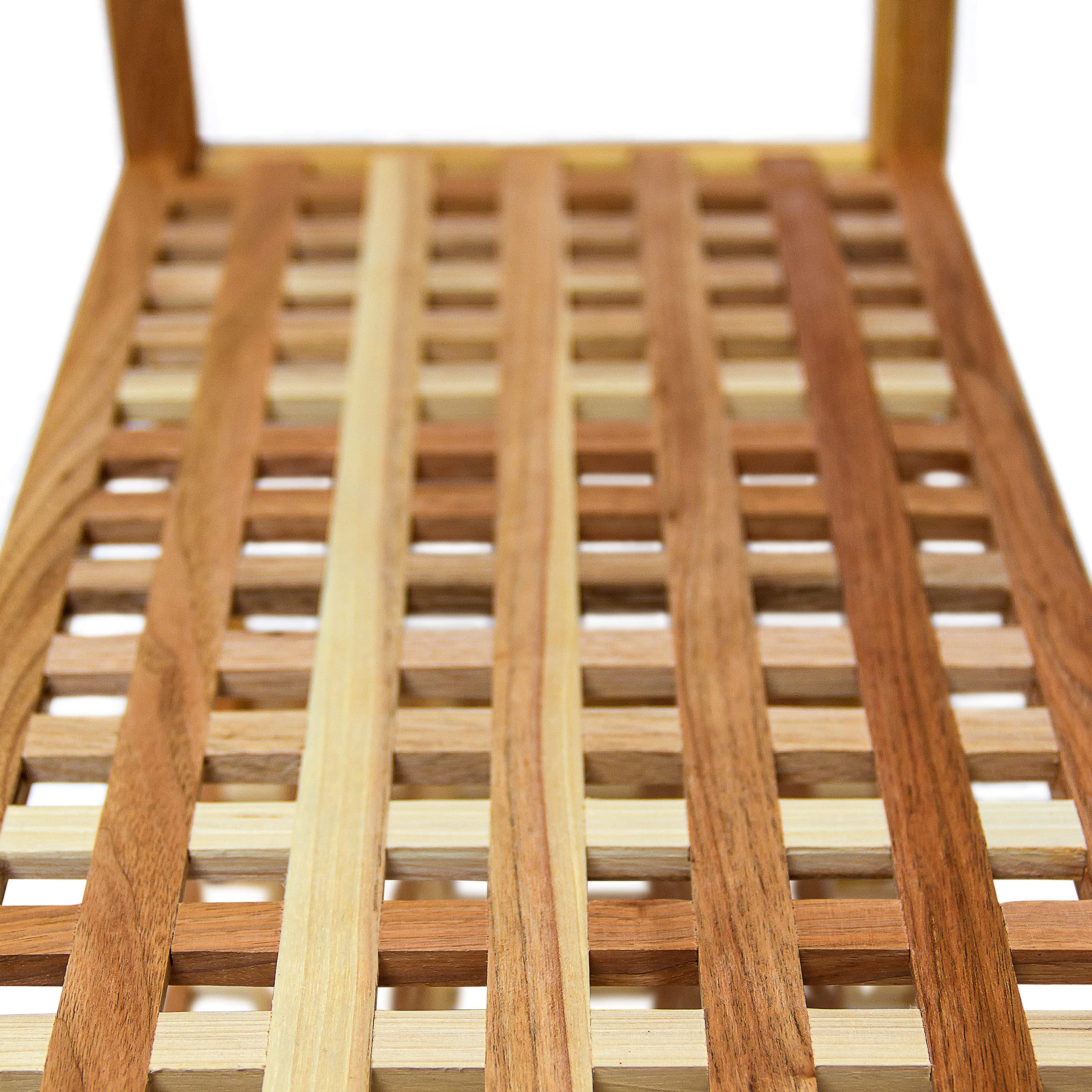 Relaxdays Schuhregal stapelbar, HxBxT:40,5x69x26cm, 2 Ablagen für 6 Paar, Holz, Schrank aus Nuss, Natur braun