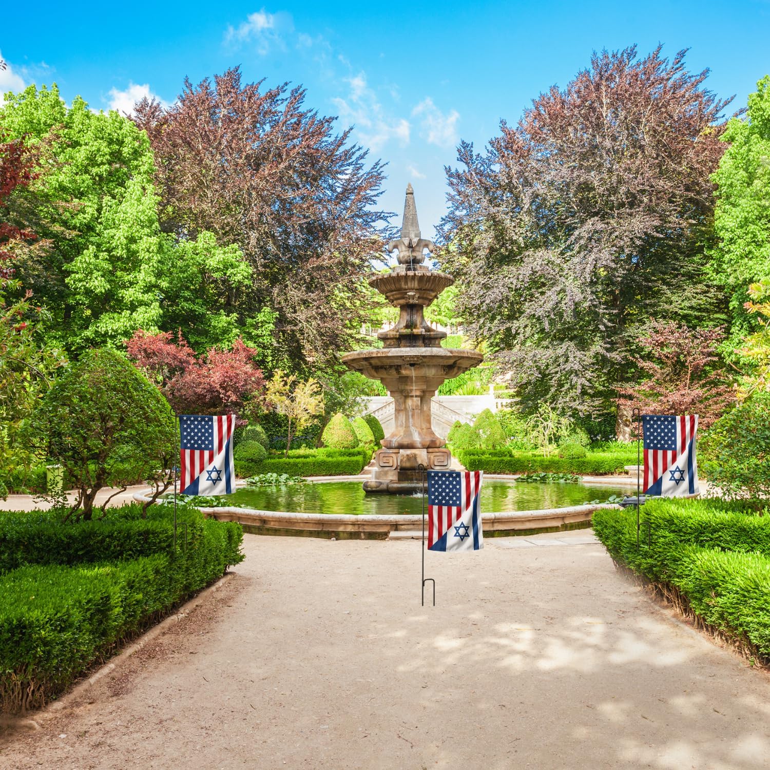 US - Israel Flag, American Israeli Friendship Garden Yard Flag, House Banner Double-Sided 12 X 18 (2 PACK)