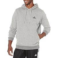 adidas Essentials Fleece Hoodie Felpa con cappuccio, Medium Grey Heather/Black