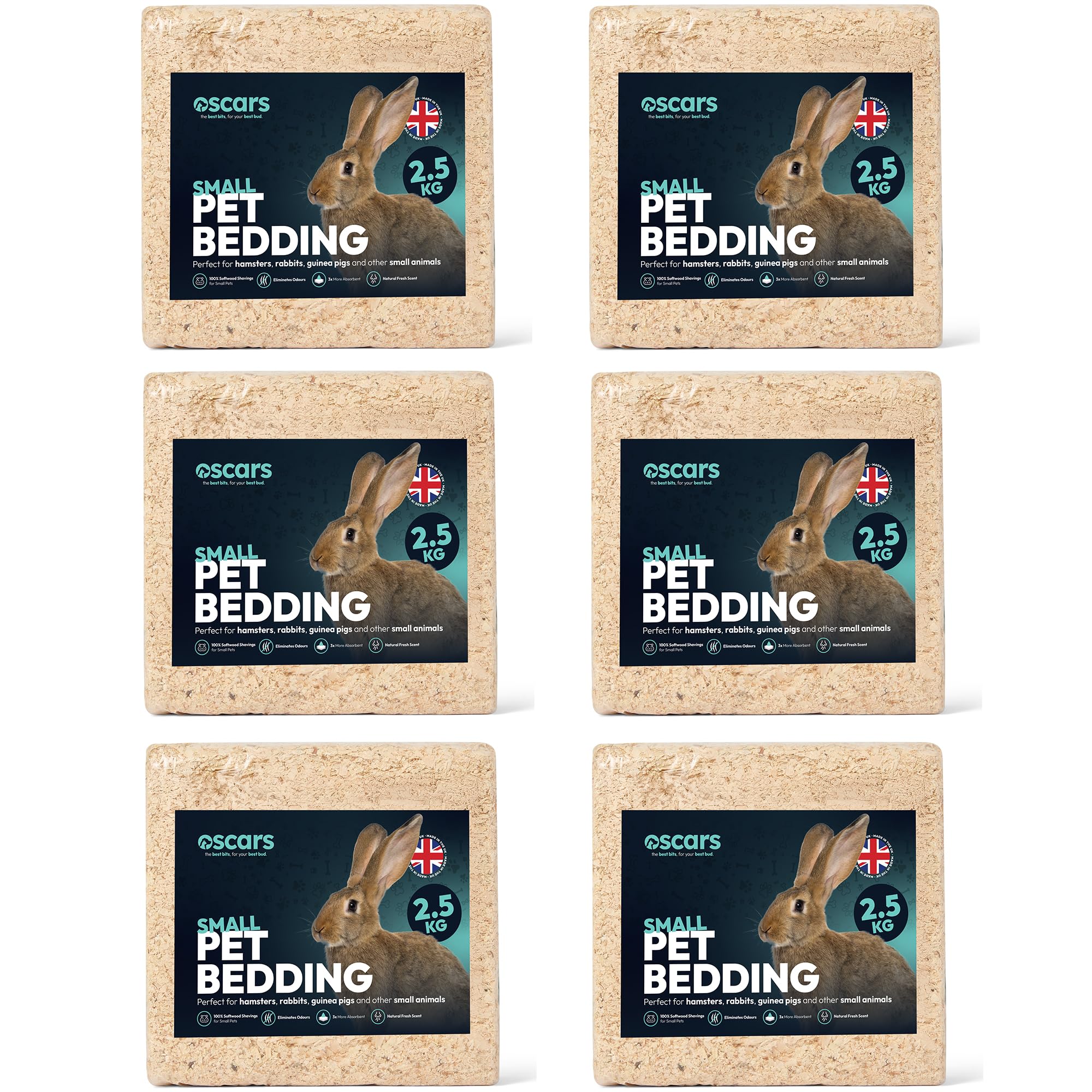 Oscars 15kg Wood Shavings Natural Small Pet Bedding - for Hamster Cage, Guinea Pig Cage, Rabbit Hutch - Soft Biodegradable Hamster Bedding, Odour Control Eco Friendly Substrate