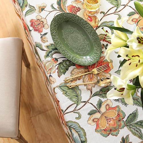 Miniatura 10 de patdrea Mantel de diseñador amarillo para mesas rectangulares, manteles de terciopelo de lujo, sin arrugas, con patrón floral, mantel decorativo