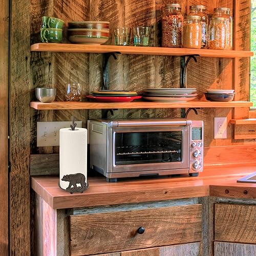 Miniatura 5 de Soporte para toallas de papel con diseño de oso de pie, soporte independiente de hierro fundido para decoración de cocina y cabaña, soporte para