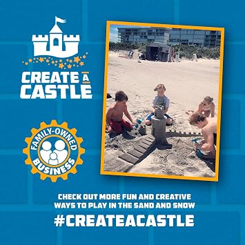 Create A Castle Sandcastle Kit, Beach Toys for Kids 3-10 and Toddlers Ages 2-5 - Split Apart Sand Buckets, Towers, Building Tools and Mesh Storage Backpack for Sandbox or Snow - Deluxe Blue