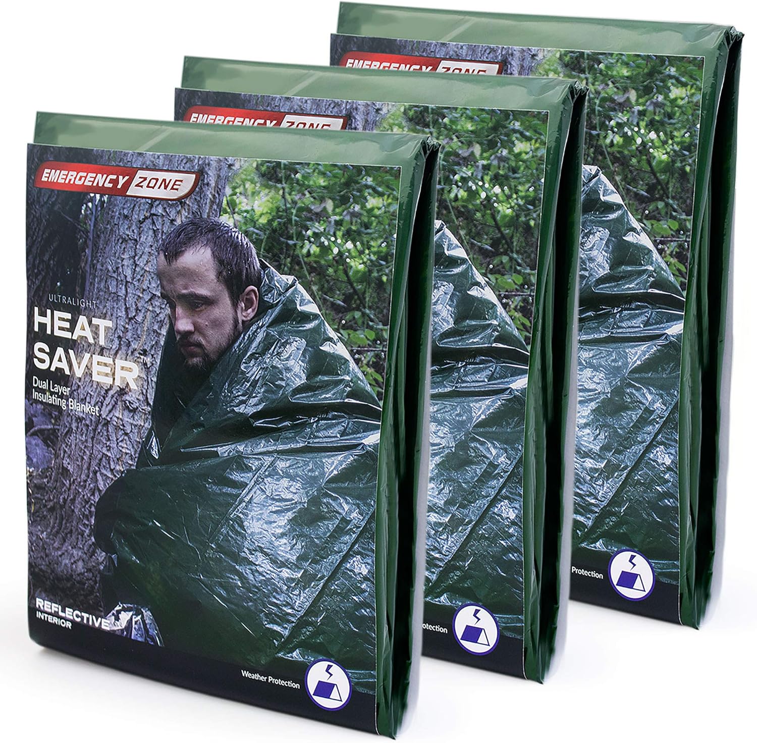 Emergency Zone HeatSaver Survival Blanket Inflatable Design for Maximum Insulation and Heat Retention | 72 Pack