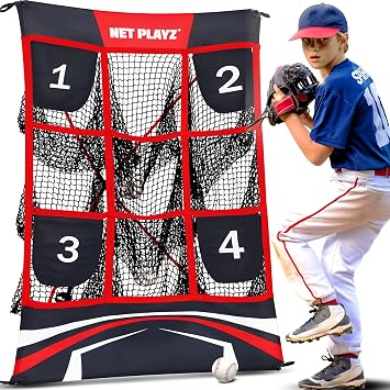 Baseball Net - Pitching Target Net, 9 Pocket Strike Zone | Pitcher Training Equipment/Softball Self-Train Practice Net