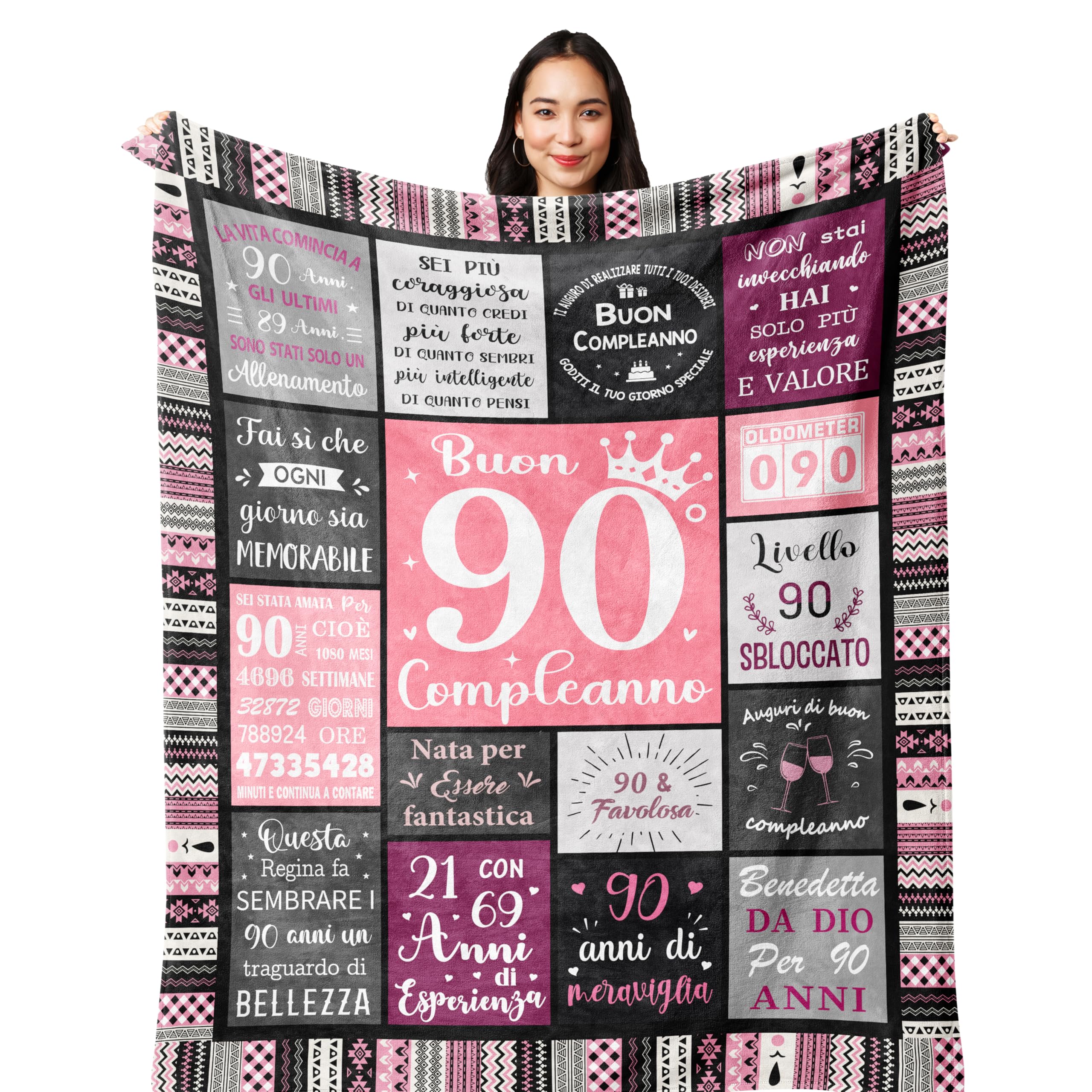 Yesbird 90 Anni Compleanno Donna, Regalo Compleanno Donna 90 Anni 1936, Regalo di 90° Compleanno/Amica/Mamma/Nonna/Moglie, Idee Regalo Coperta 130X150CM