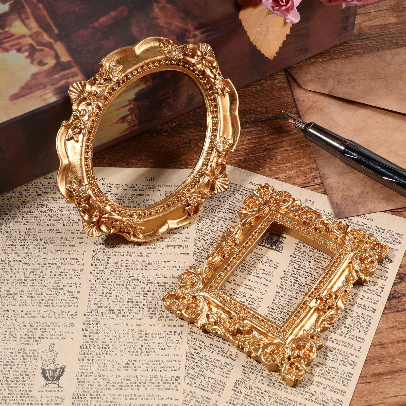 5 Weiße Mini-Rahmen Mit Gold-Verzierung – Oval & Rechteckig – Für Fotos, Deko & Geschenke