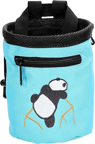 AMC Bolsa de tiza bordada de panda escalada en roca con bolsillo con cremallera
