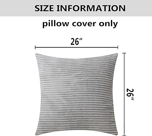 Vista 296 de Home Brilliant - Juego de 2 fundas de almohada de 24 x 24 pulgadas / 61 x 61 cm., de terciopelo de pana a rayas, cojín cuadrado decorativo, funda