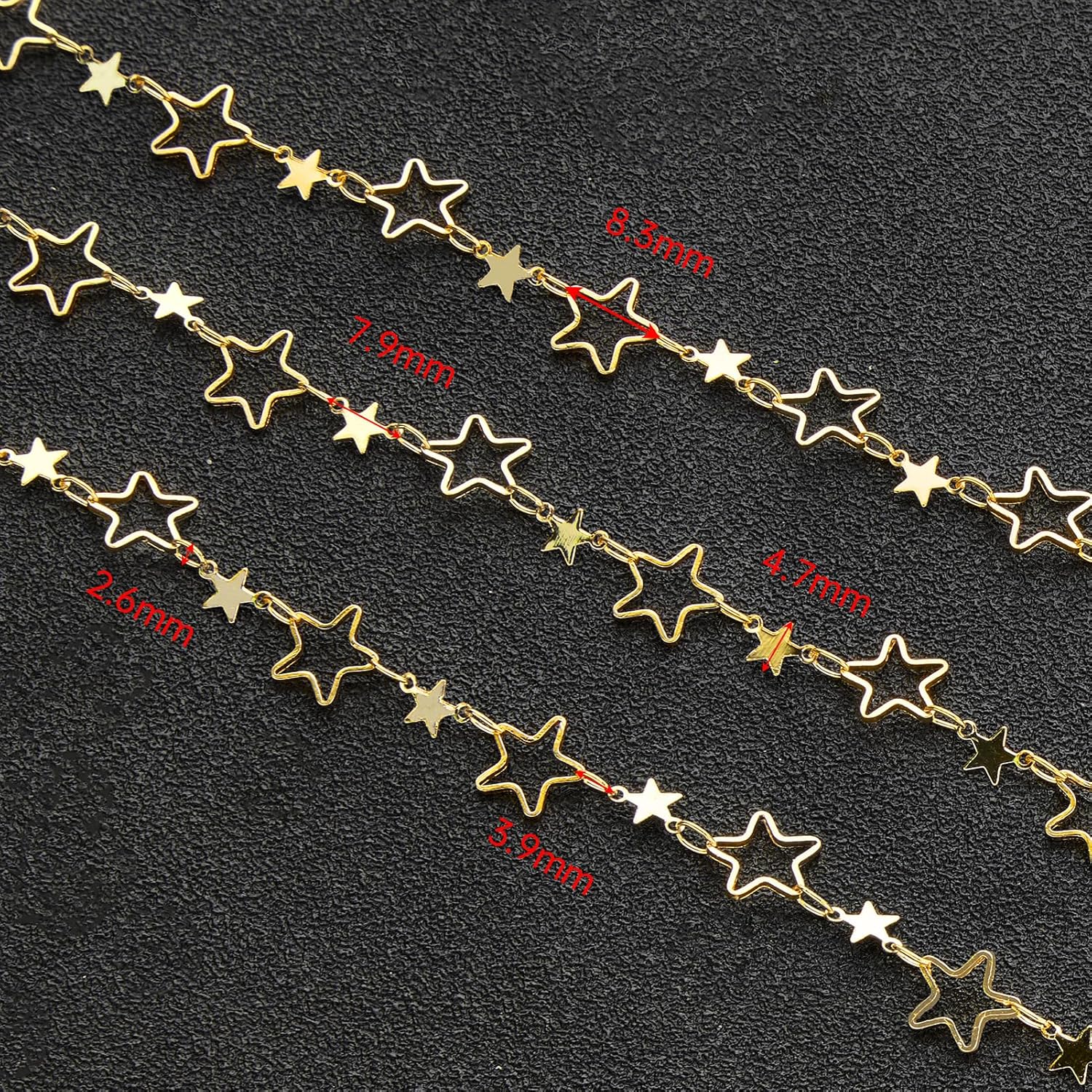 UMAOKANG 5 Meters 18K Gold Plated Chains Bulk Craft Chain Roll Hollow Star Chain for Jewelry Making - Image 3