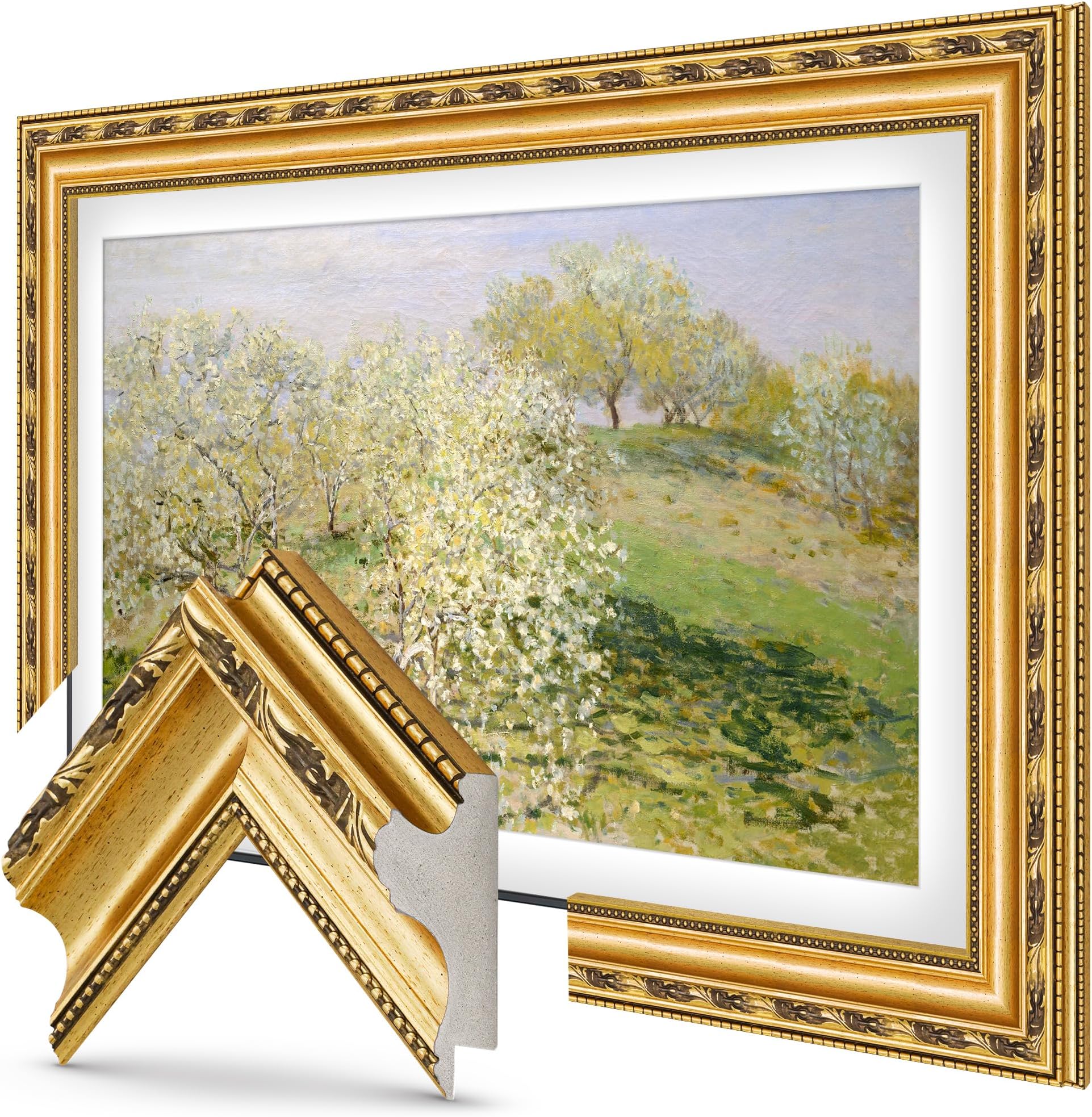 Deco TV Frames - Ornate Gold Smart Frame Compatible ONLY with Samsung The Frame TV (3" Color Chip)