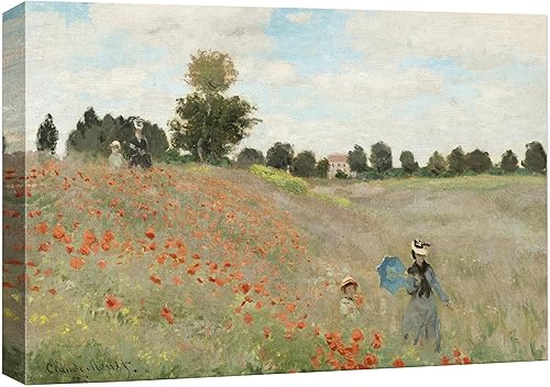 wall26 Lienzo decorativo para pared, famosa pintura de campo de amapolas, por Claude Monet, impresión giclée, arte moderno para el hogar, listo para