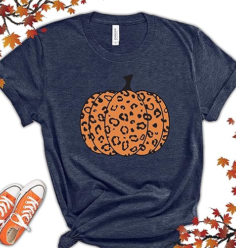Miniatura 4 de Halloween Pumpkin T-Shirts, Leopard Clothes, Thanksgiving Tees, Halloween Fall Shirt, Autumn Tees, Thankful T-Shirt, Pumpkin T-Shirts For Women and