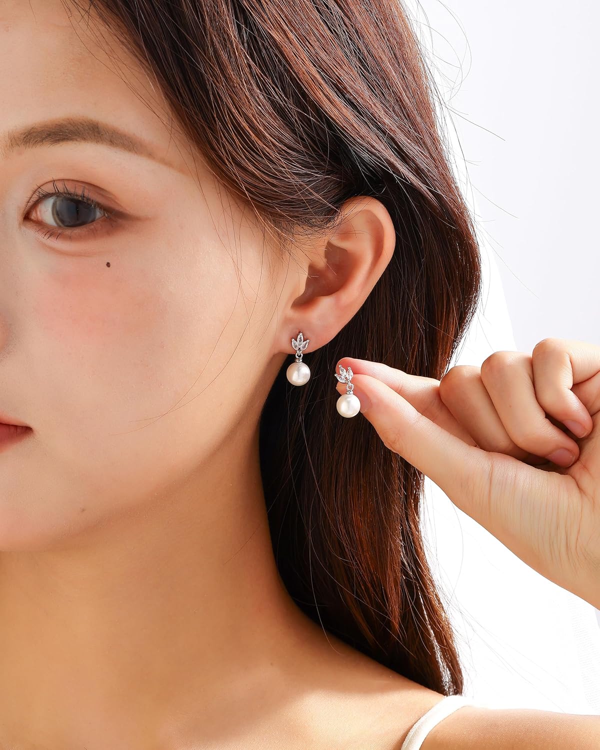 Pearl Earrings for Women, 14k Gold Plated Trendy Diamond Pearl Drop Earrings Bridal Shower Gifts Wedding jewelry for Women - Image 2