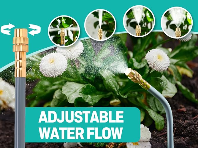 Bild 6 - 360° Automatisches Garten Bewässerungssystem, Tropfbewässerung mit Präziser Durchflussregelung, Sprinklersystem Kühlsystem für Gewächshaus, Hochbeet, Terrasse, Balkontopfpflanzen (20M)