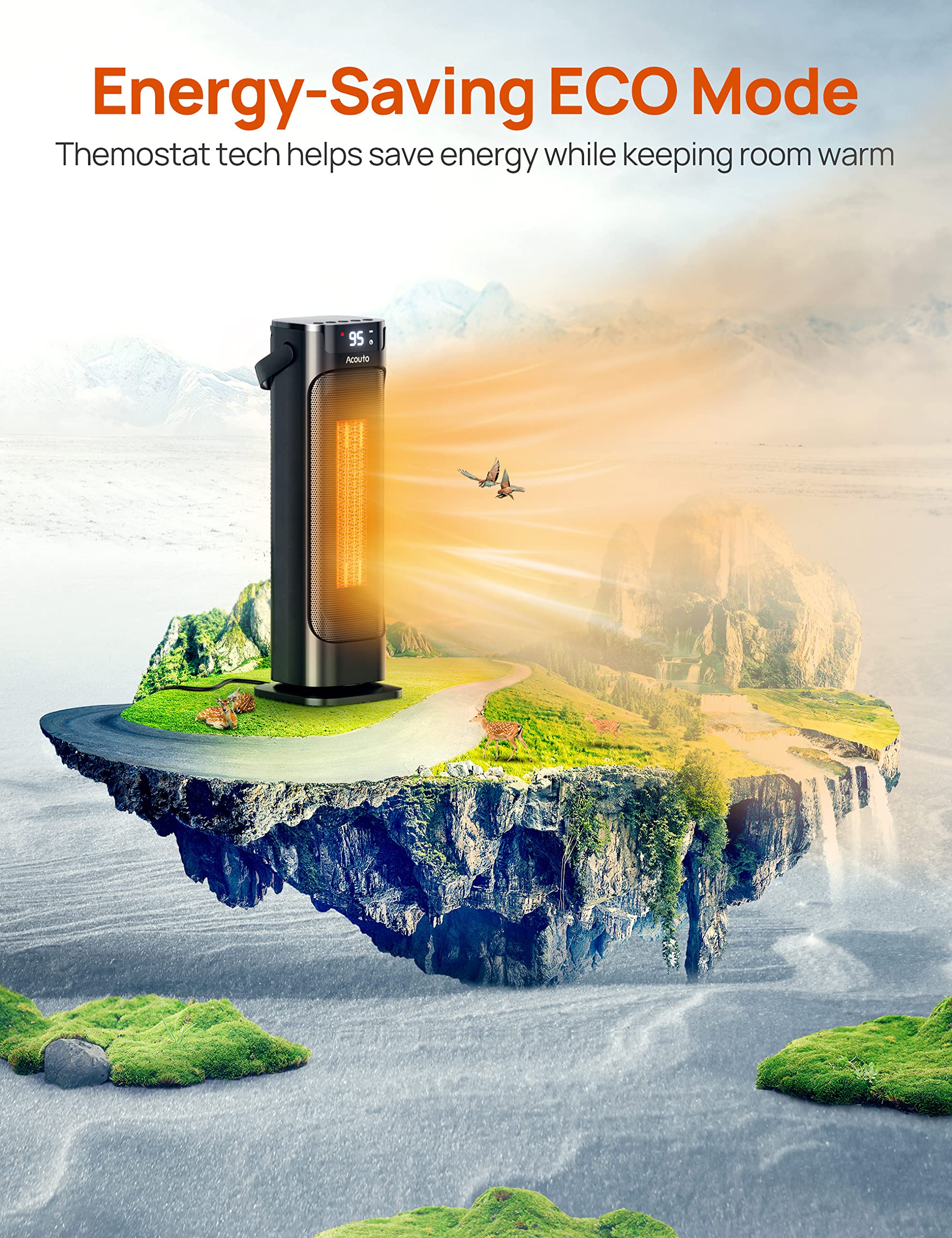 24" Space Heater, Heaters for Indoor Use, 1500W Portable Electric Heaters Oscillating Ceramic Heater with Thermostat, PTC Fast Heating, Overheat Protection, 12H Timer for Bedroom, Office, Certified