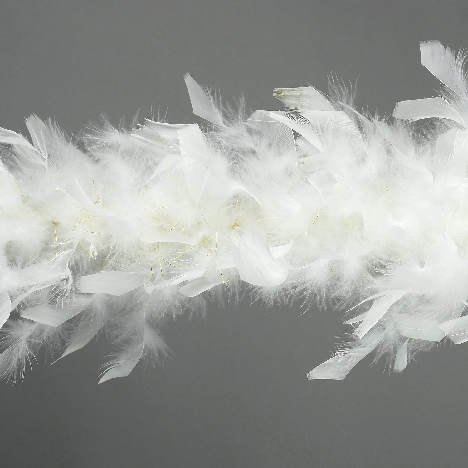 ZUCKER Chandelle Feather Boa - Turkey Feathers with Tinsel 6 Ft - Christmas Decorations - Vibrant Holiday Home Decor - Costume Cosplay Accessory - White/Gold Lurex