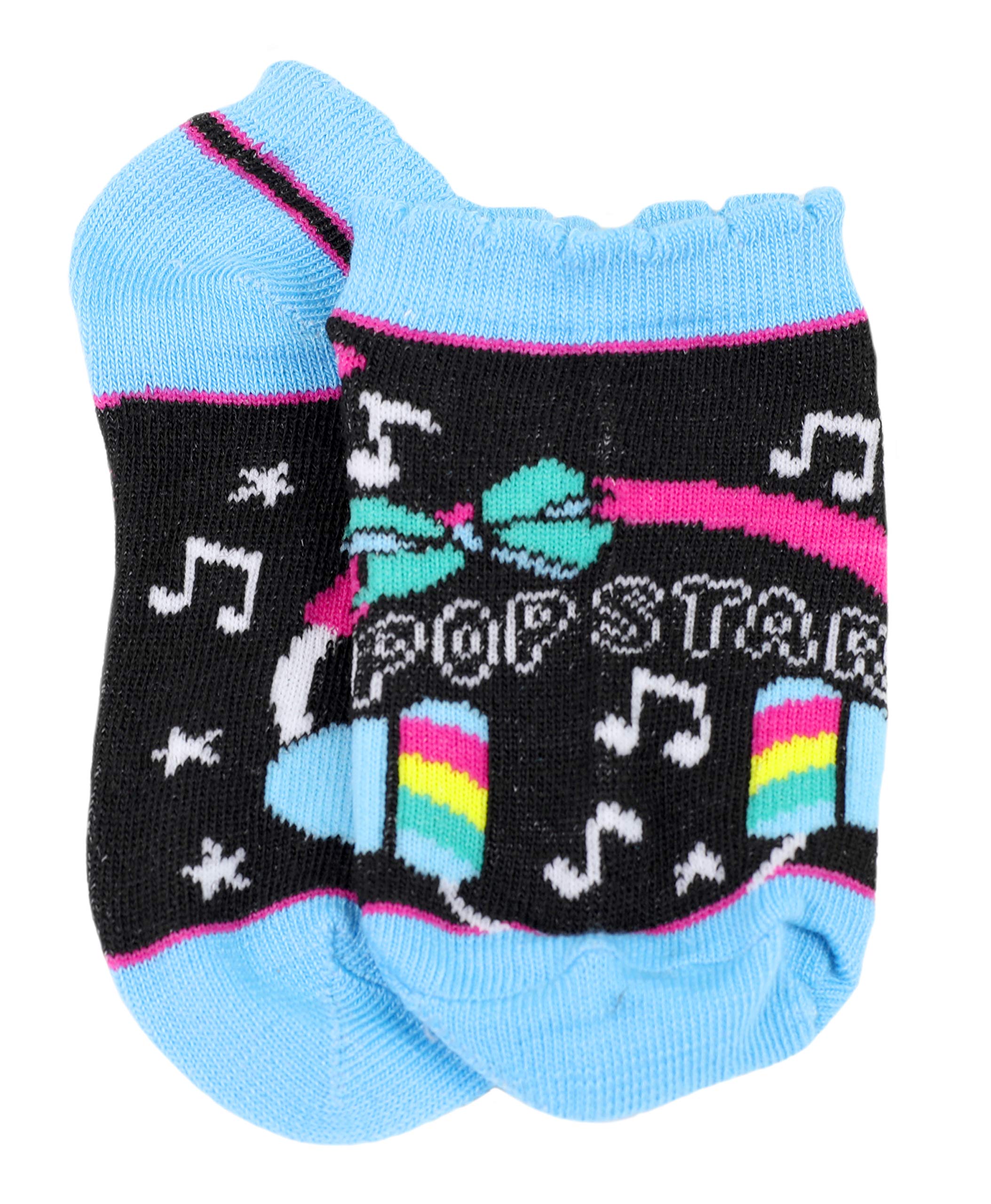 Nickelodeon Girl's Jojo Siwa 5 Pack Socks, Sock Size: 6-8 (Shoe Size: 10-4), Black/Blue