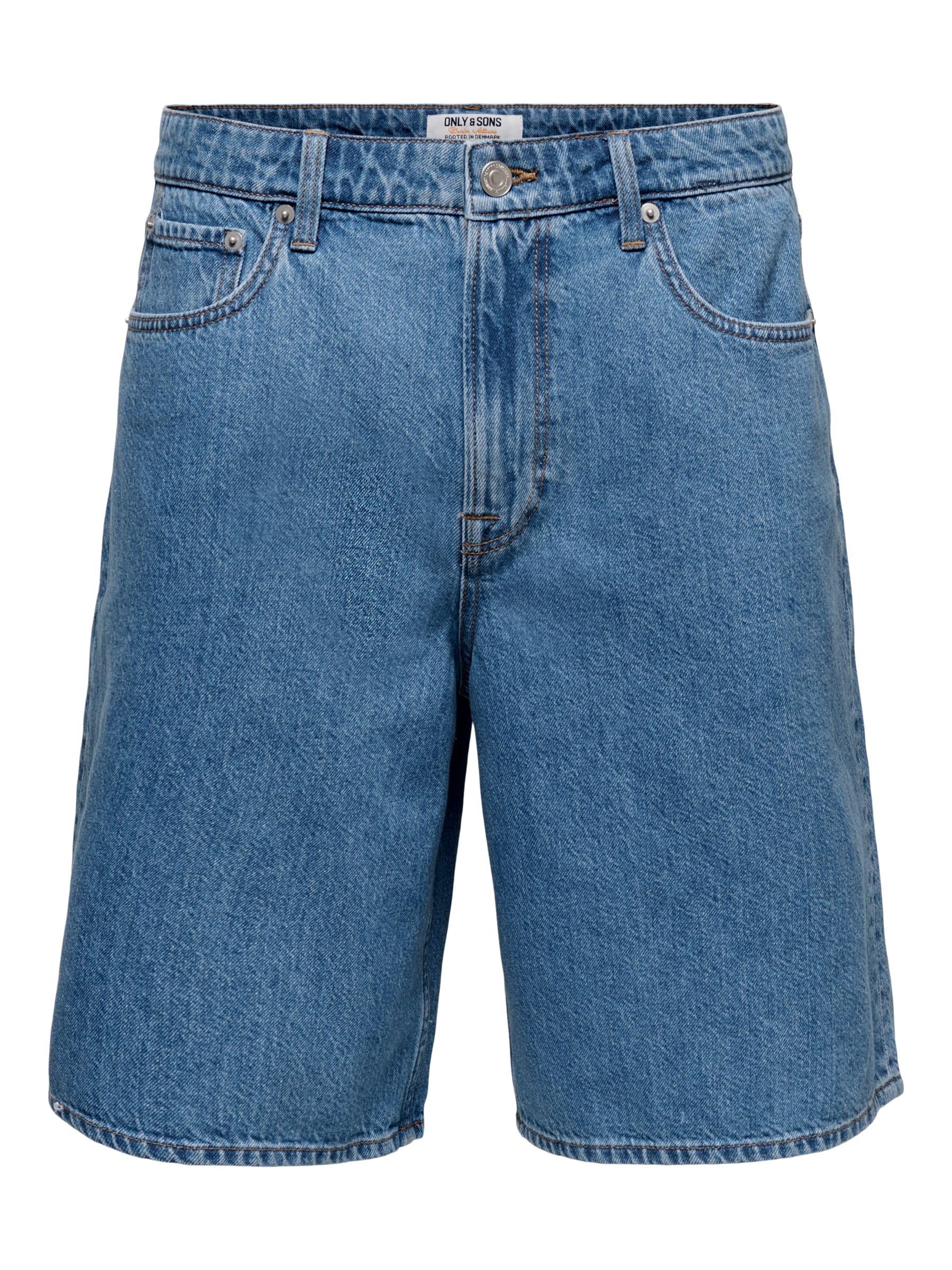 Only & Sons Male Jeans-Shorts ONSREMI Mid Rise Weiter Beinschnitt Shorts