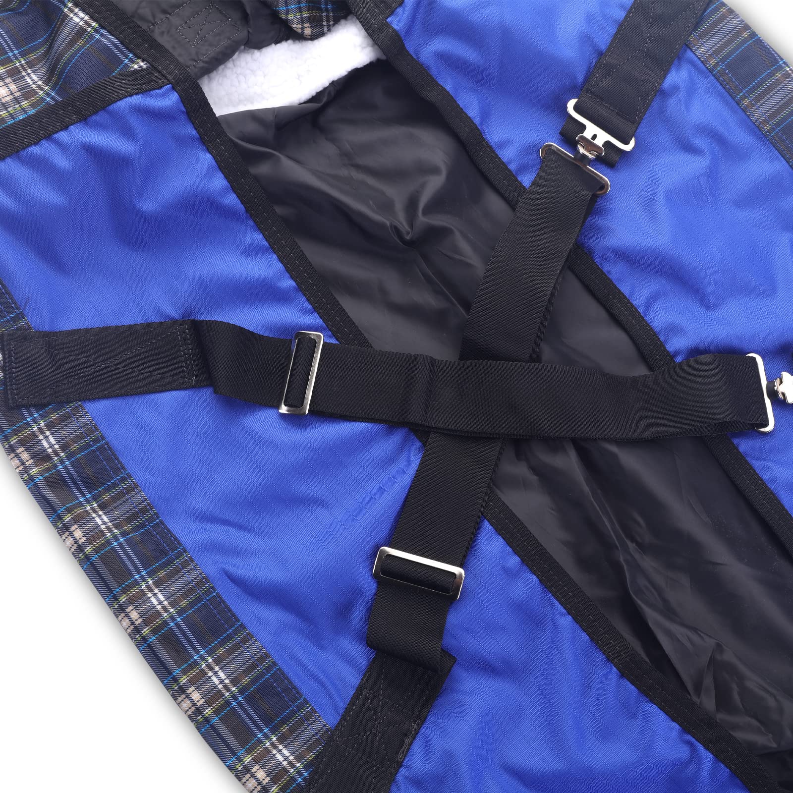 600D Ripstop - Mini sábana para caballo (impermeable, transpirable, sin relleno), color azul a cuadros 39