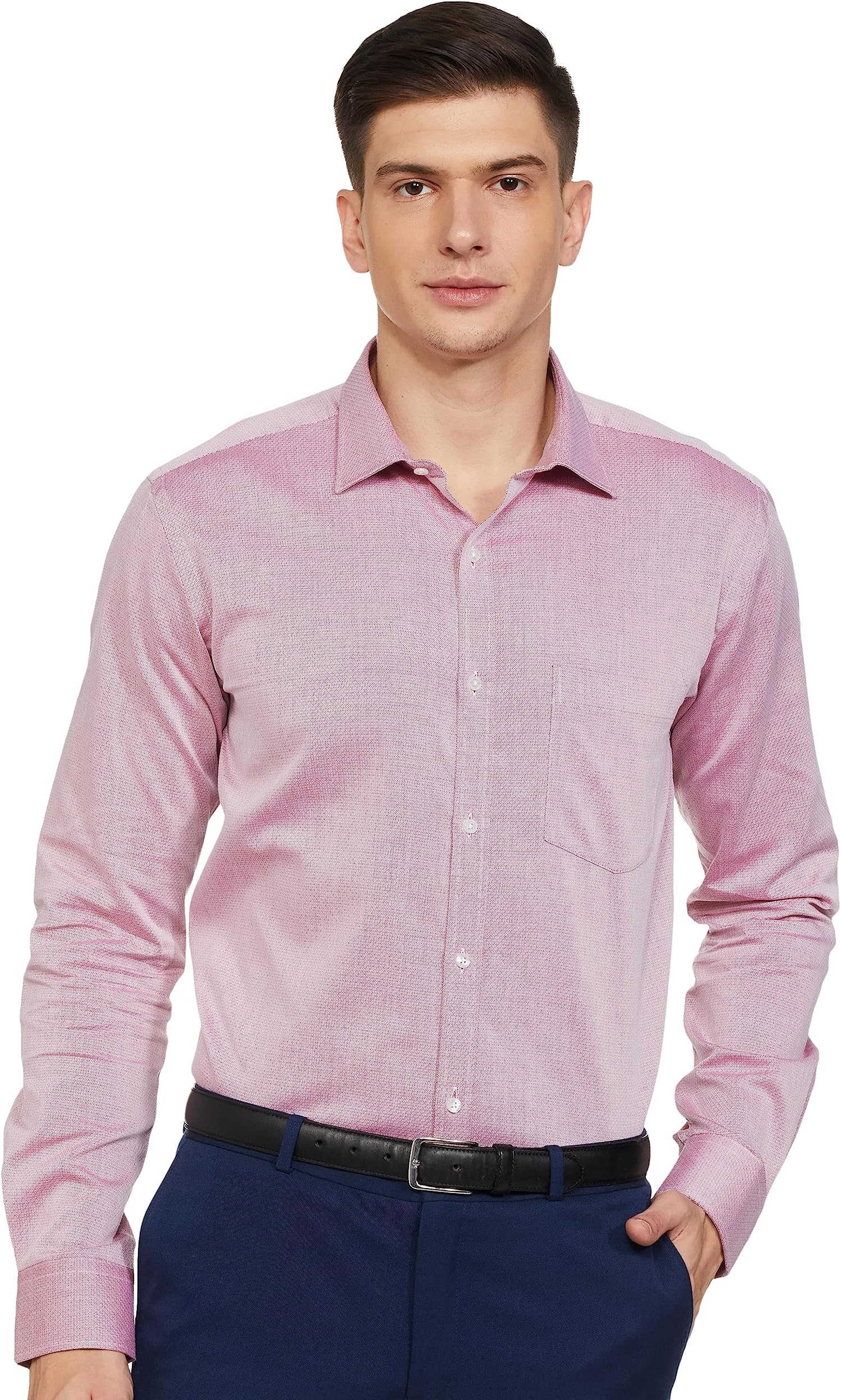 Park Avenue Men's Pure Cotton Structure Pattern Slim Fit Semi Cutaway Collar Full Sleeve Formal Shirt