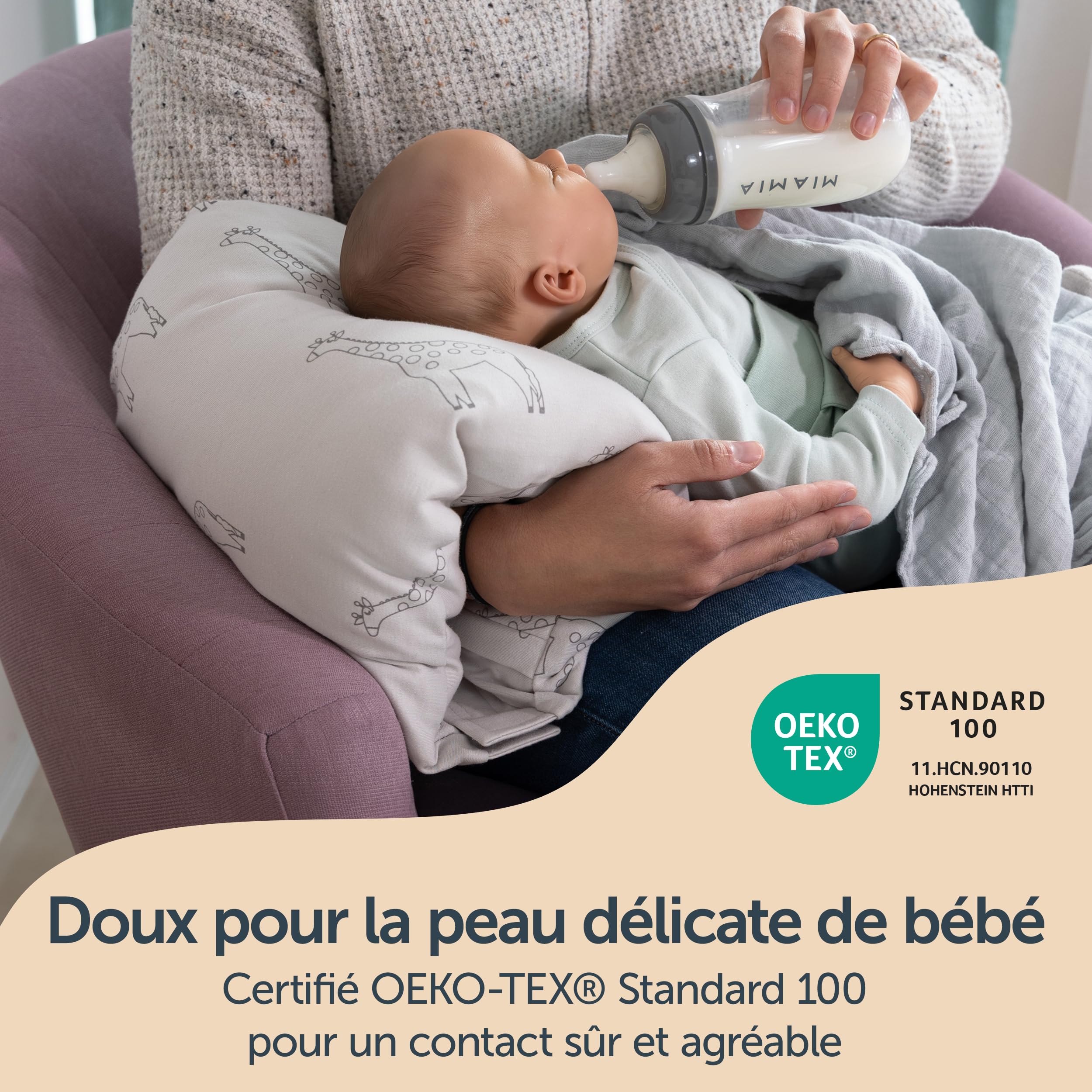 LaLoona Mini Coussin Allaitement de Voyage – Petit Oreiller de Soutien pour Le Bras, Doux & Confortable – Idéal pour Allaiter & Donner Le Biberon – Certifié Oeko-Tex, Beige