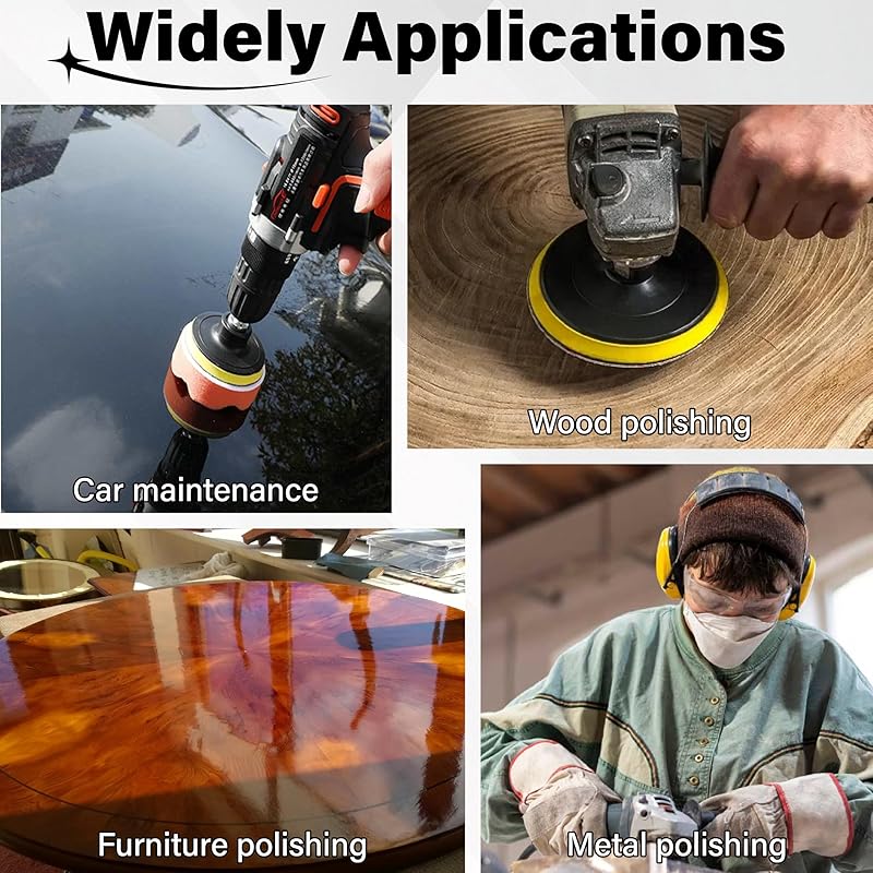53 PCS Car Headlight Restoration Kit, 3 Inch Drill Sanding Disc with 1/4 Inch Shank Backing, Loop and Hook Sanding Paper, Scouring Pads, Polishing Sponge, Soft Interface Pad, Masking Tape