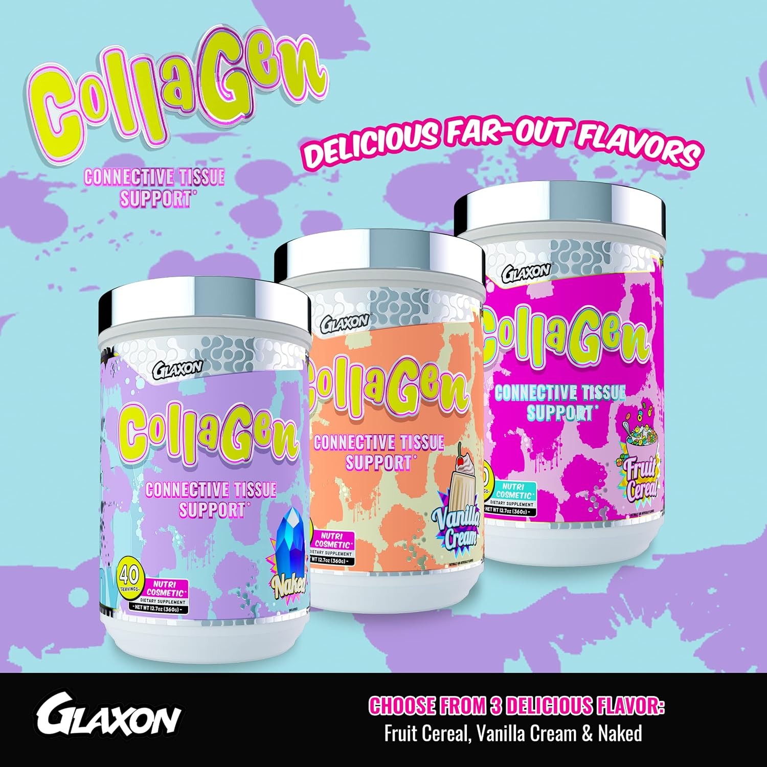 Glaxon Wonder Collagen, Hydrolyzed Collagen Powder with Biotin, Hyaluronic Acid, Vitamin C, B12, Anti Aging Supplement for Skin, Joints, Nails & Hair (Naked V2)