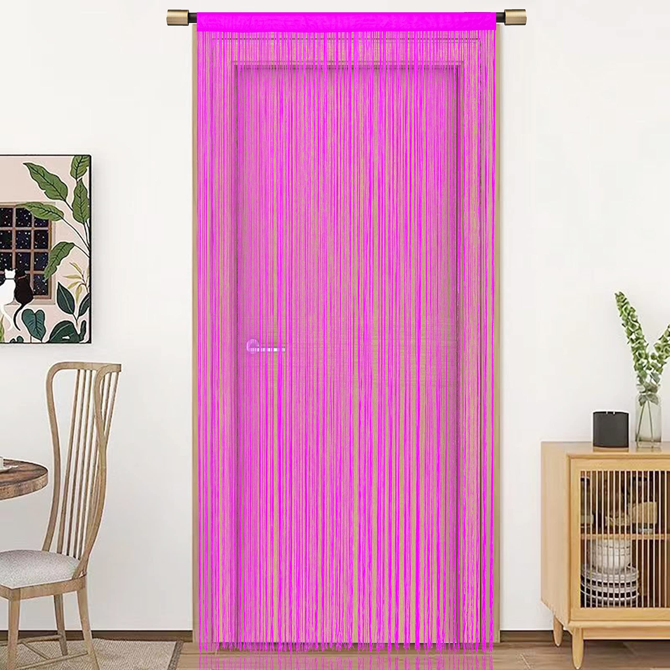 HSYLYM Boho String Curtain – Decorative Doorway & Room Divider, Beige, 39×79 Inches – Polyester Tassel Curtain For Hippy, Kitchen, Hallway & Privacy
