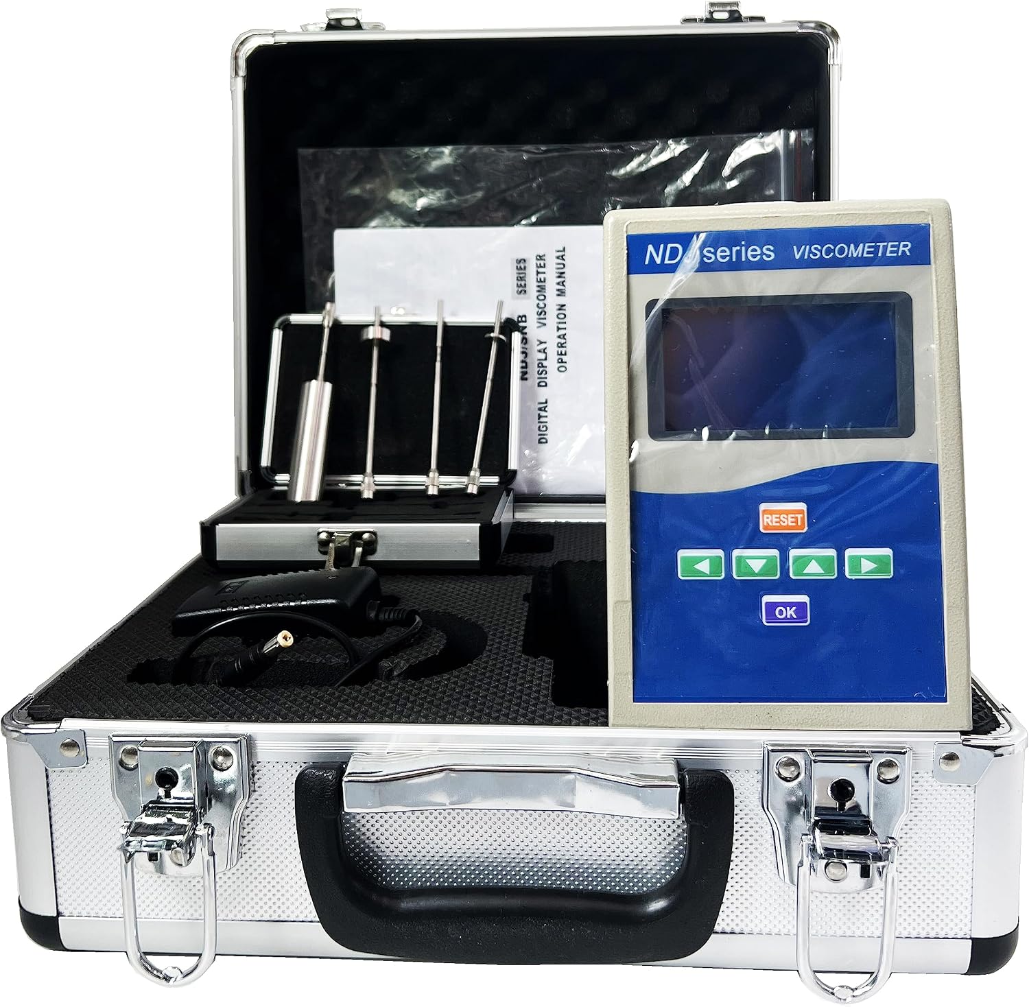 Digital Viscosity Meter Rotational Viscometer Viscosity Testing Device with Temperature Sensor for All Kinds of Fluid Viscosity Measurement Measuring Range 1～2×10^6mPa.s