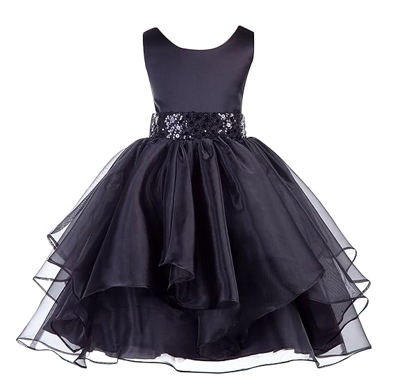 black sequin flower girl dress