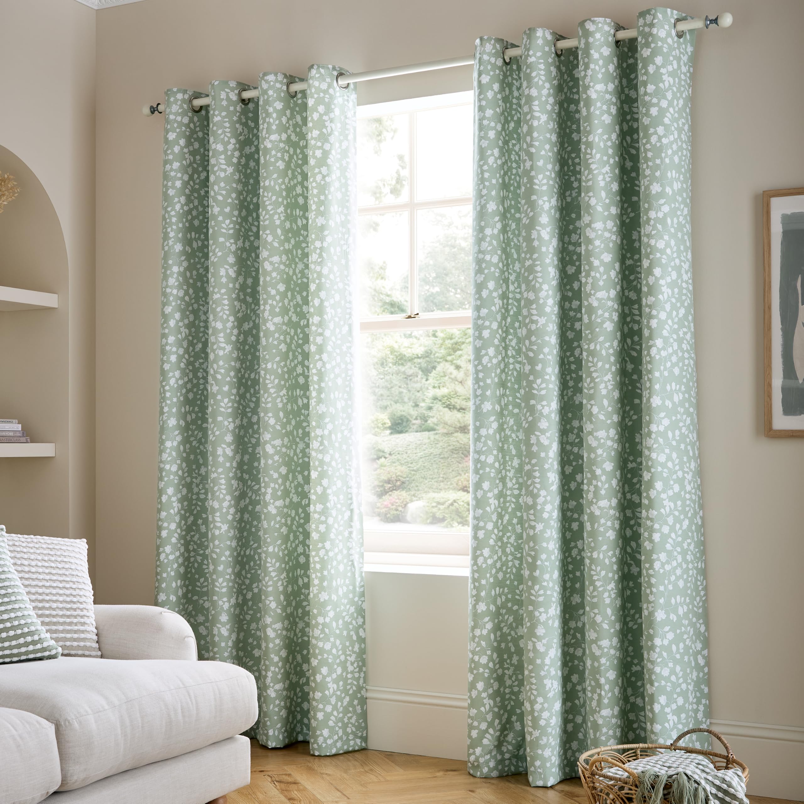 Arla Floral Lined Eyelet Curtains