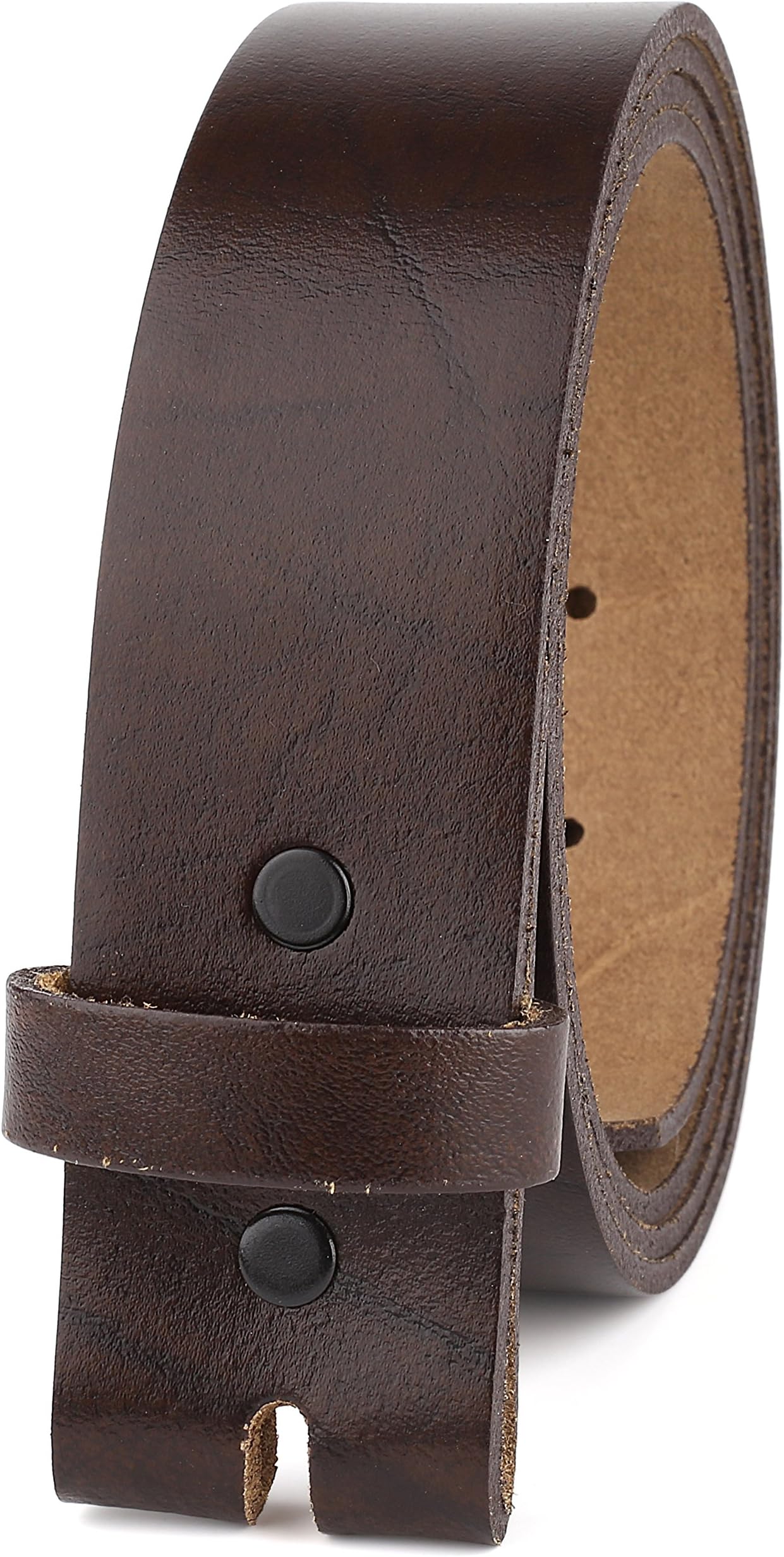 F&L CLASSIC Belt for buckle men Snap on Strap Full Grain One Piece Leather no buckle,1 1/2" Wide, Made in USA