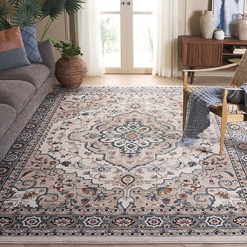 SAFAVIEH Lyndhurst Collection Area Rug - 8' x 10', Cream & Beige, Traditional Oriental Design, Non-Shedding & Easy Care, Ideal for High Traffic Areas in Living Room, Bedroom (LNH338B)