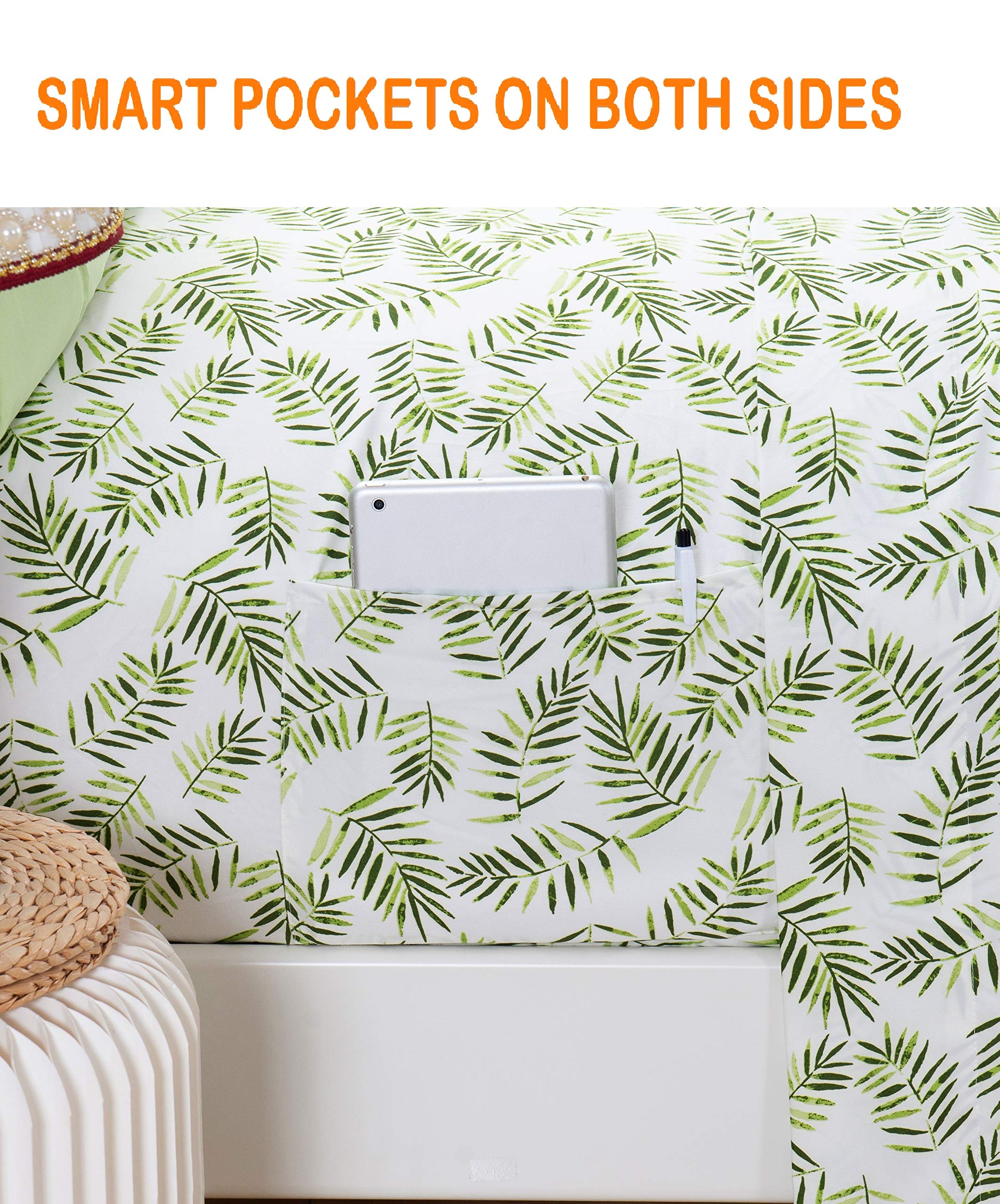 Elegant Comfort Luxury Soft Bed Sheets Palm Leaves Pattern - Image 3