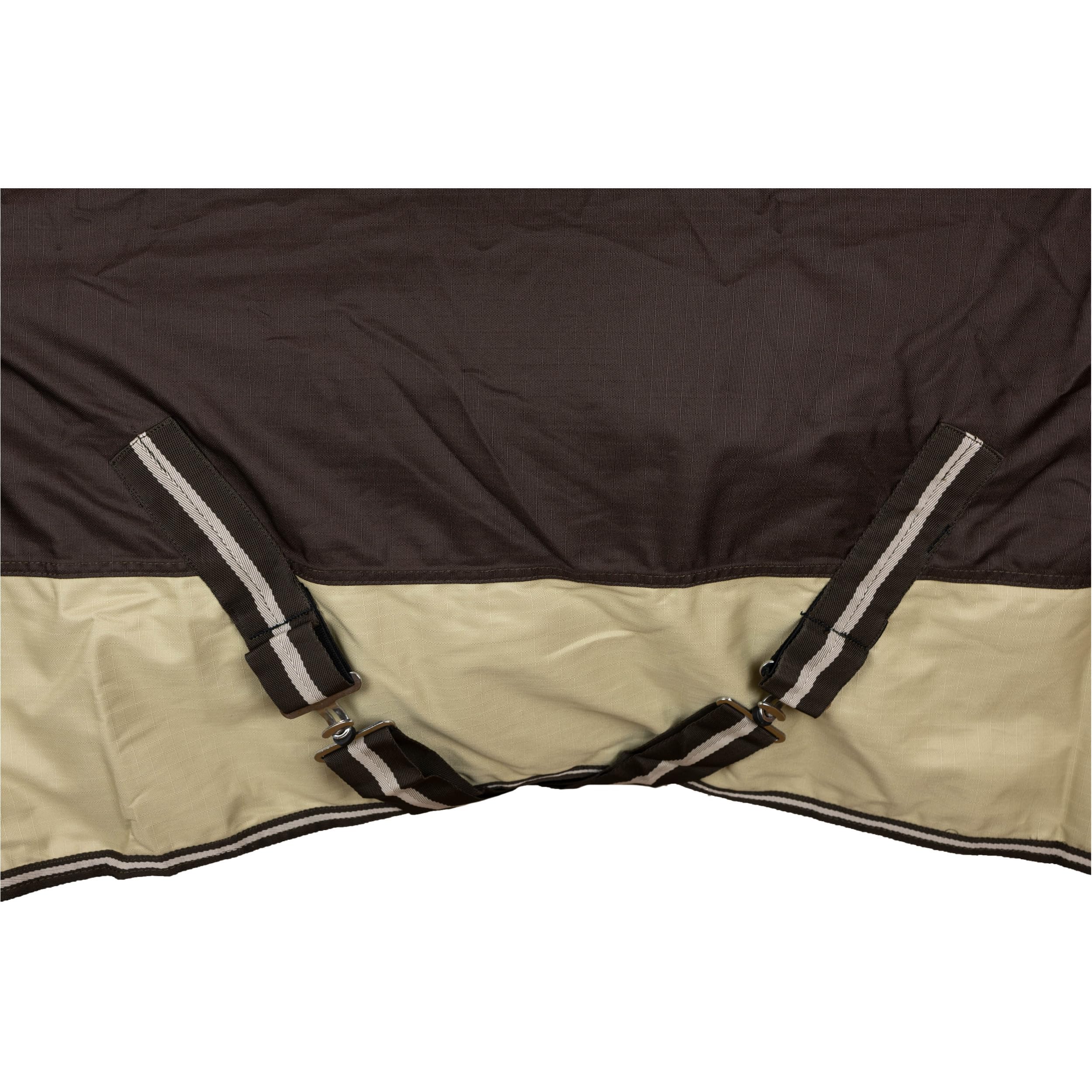 RL24 - Weidedecke 600D Basicline – Braun/Beige 145cm (Polarfleecefutter) | Regendecke & Übergangsdecke – Wind- & wasserdichte Outdoordecke mit Innenfutter & Kreuzbegurtung – Pferdedecke
