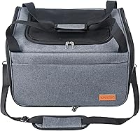 AIWIKIDE Lightweight Waterproof Foldable Cat Carrier w/ Full Security Cover & Collapsible Bowl, Grey